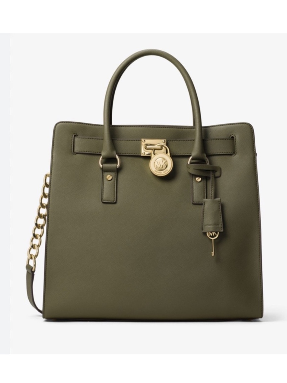 Michael Kors Hamilton Large Saffiano Leather Tote Bag Olive Green